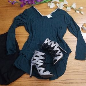 Janetchung  Teal Long Blouse